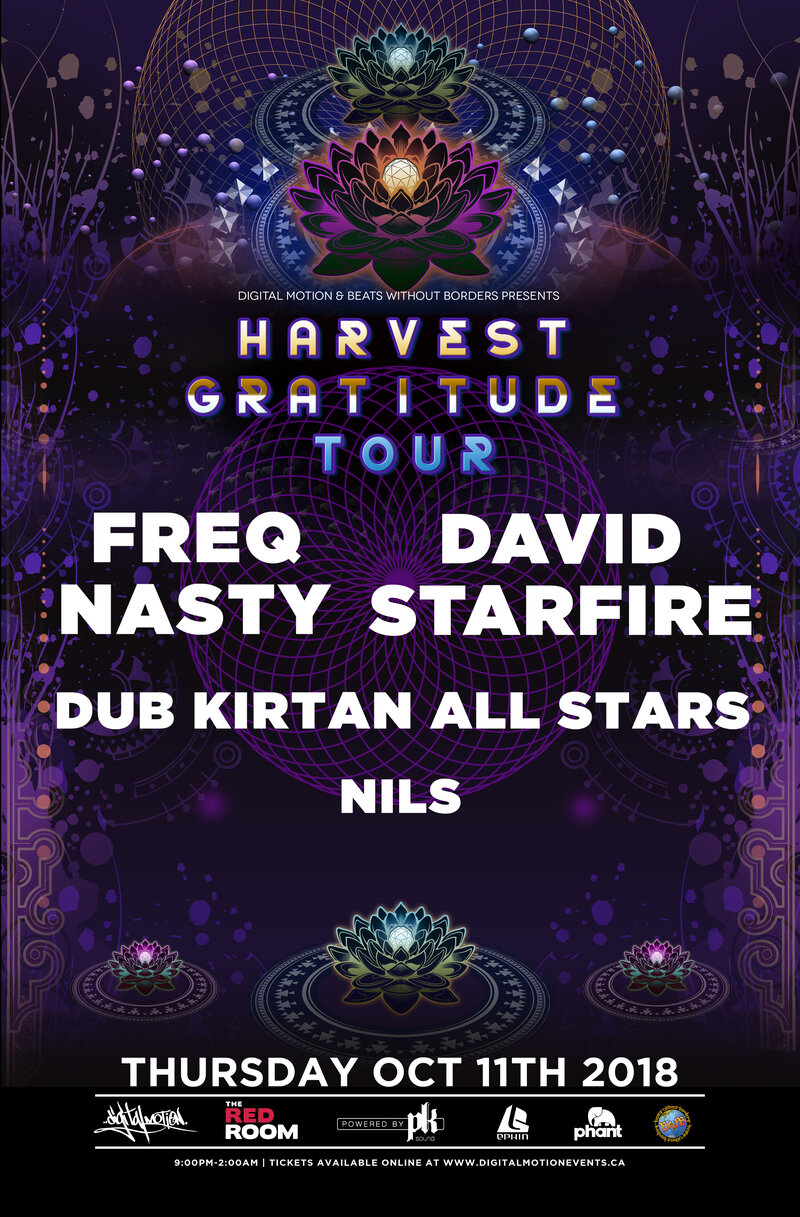 Harvest Gratitude Tour: Freq Nasty, David Starfire @ The Red Room Oct 11 2018 - May 19th @ The Red Room