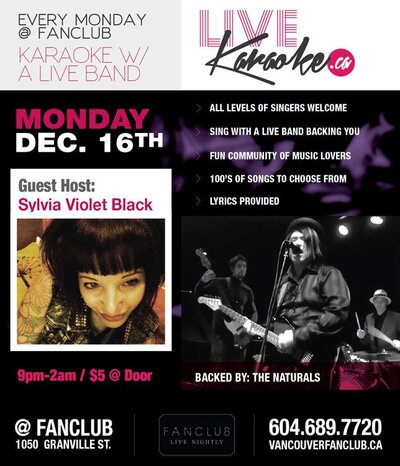 Rock-A-Oke:, Karaoke with a LIVE BAND! @ Vancouver FanClub Dec 16 2013 - Jun 15th @ Vancouver FanClub