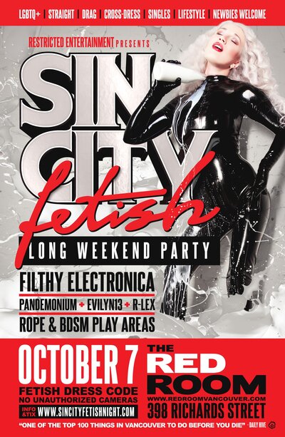 Sin City | Long Weekend Fetish Party @ The Red Room Oct 7 2018 - Jun 18th @ The Red Room