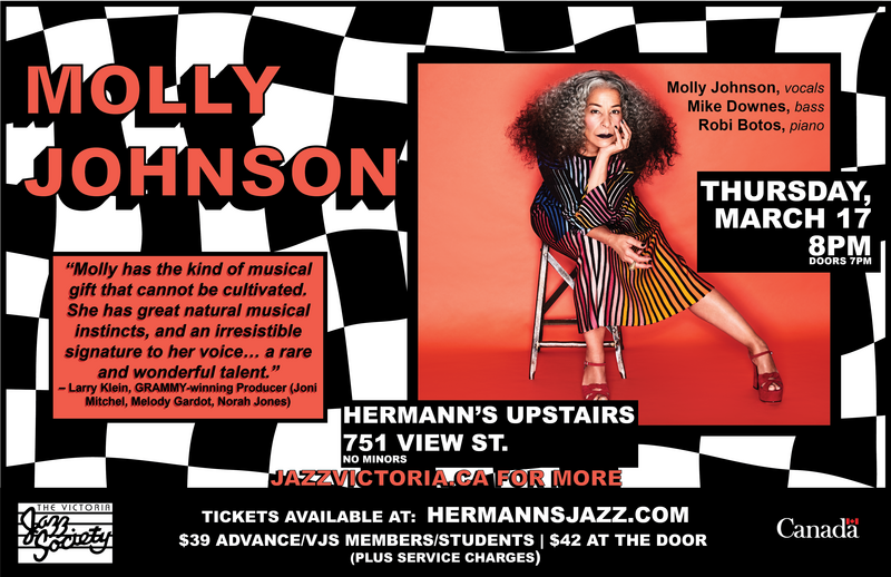Victoria Jazz Society Presents: Molly Johnson - Jun 4th @ Hermann's Upstairs