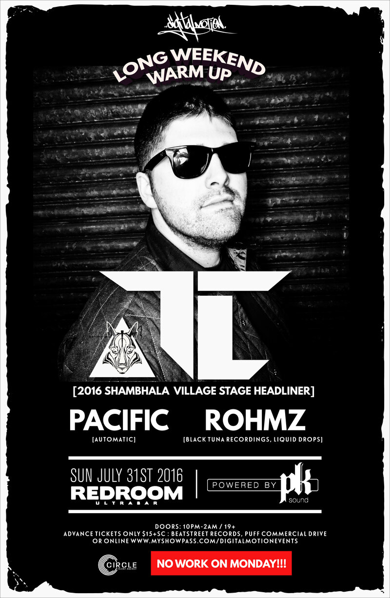 TC [2016 Village Stage Headliner] Sunday July 31st - Long weekend DnB Bass party! @ The Red Room Jul 31 2016 - Jun 23rd @ The Red Room