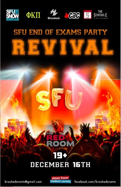 SFU End of Exams Party :: Revival @ The Red Room Dec 16 2018 - Jun 14th @ The Red Room