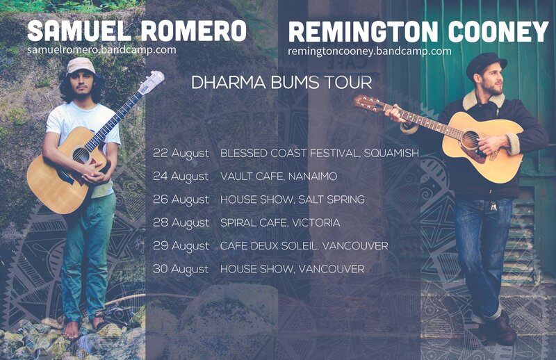 DHARMA BUMS TOUR: Samuel Romero, Remington Cooney @ Spiral Cafe Aug 28 2015 - Jun 7th @ Spiral Cafe