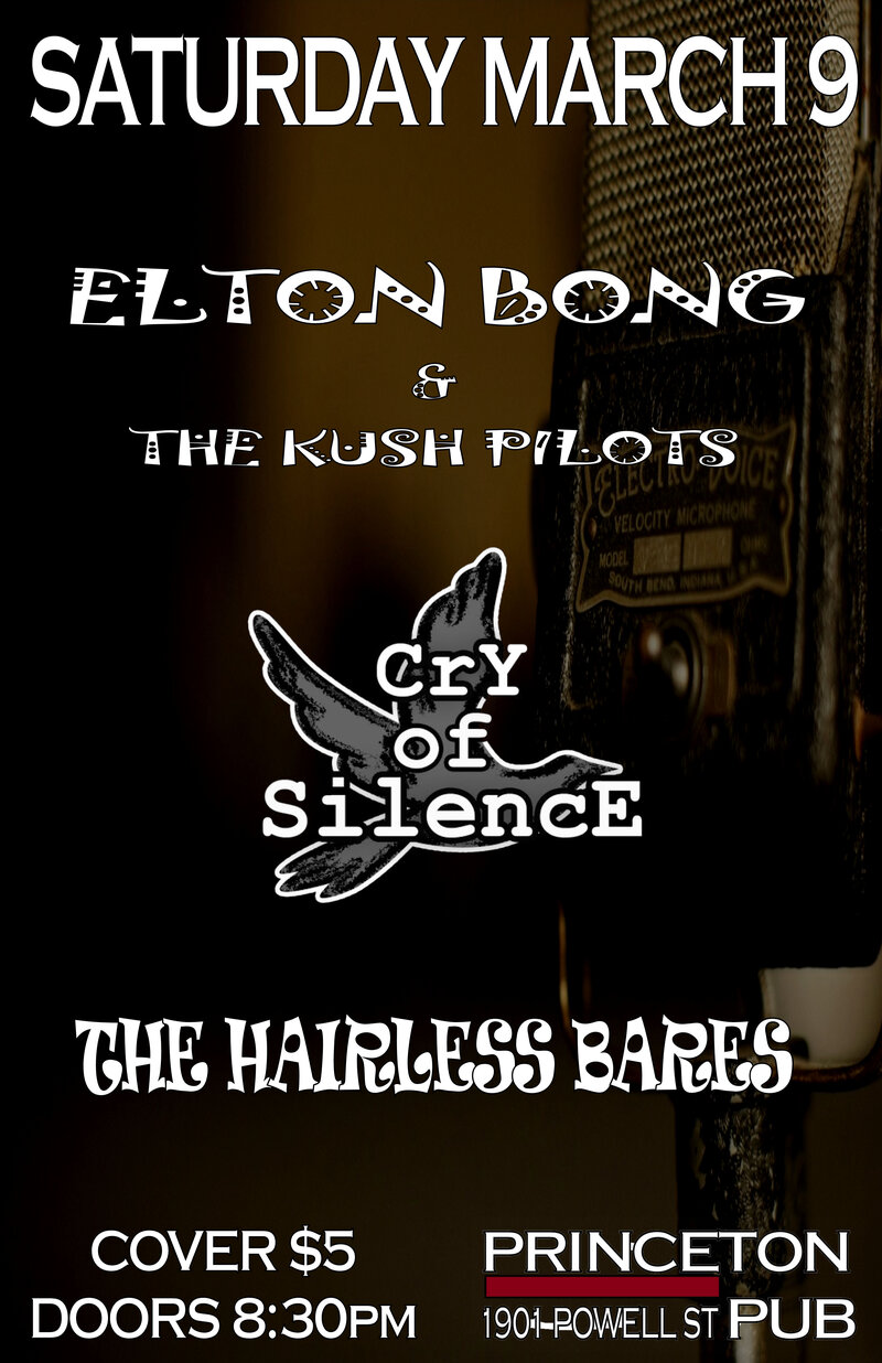 Cry of Silence, Elton Bong and the Kush Pilots, Hairless Bares @ Princeton Pub Mar 9 2013 - May 6th @ Princeton Pub