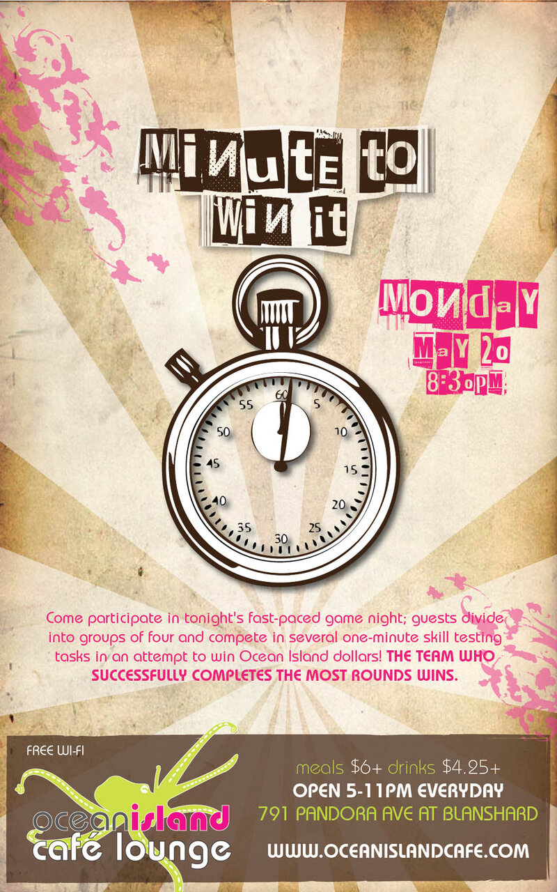 Minute to Win It! @ Ocean Island Lounge May 20 2013 - Jun 7th @ Ocean Island Lounge