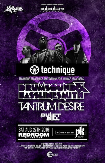 Drumsound and Bassline Smith w/ Tantrum Desire [Technique Recordings takeover] at SUBculture Saturdays @ The Red Room Aug 27 2016 - Jun 23rd @ The Red Room