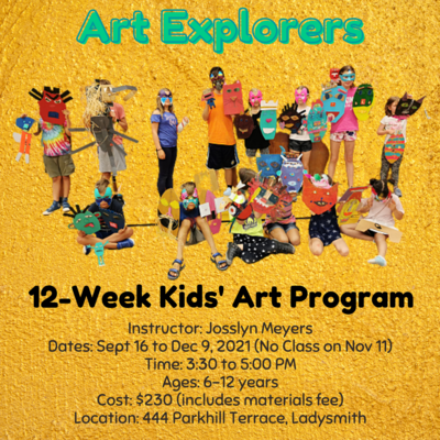 Art Explorers: Kids' Art Program @ Ladysmith Waterfront Gallery Sep 23 2021 - May 6th @ Ladysmith Waterfront Gallery