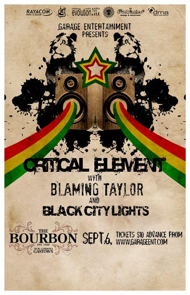 Summer's End Party!: Critical Element, Blaming Taylor, Black City Lights @ The Bourbon Sep 6 2008 - Jun 18th @ The Bourbon