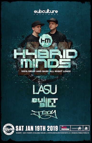 Hybrid Minds w/ Lasu & Bullet Bill at SUBculture Saturday's @ The Red Room Jan 19 2019 - Jun 14th @ The Red Room