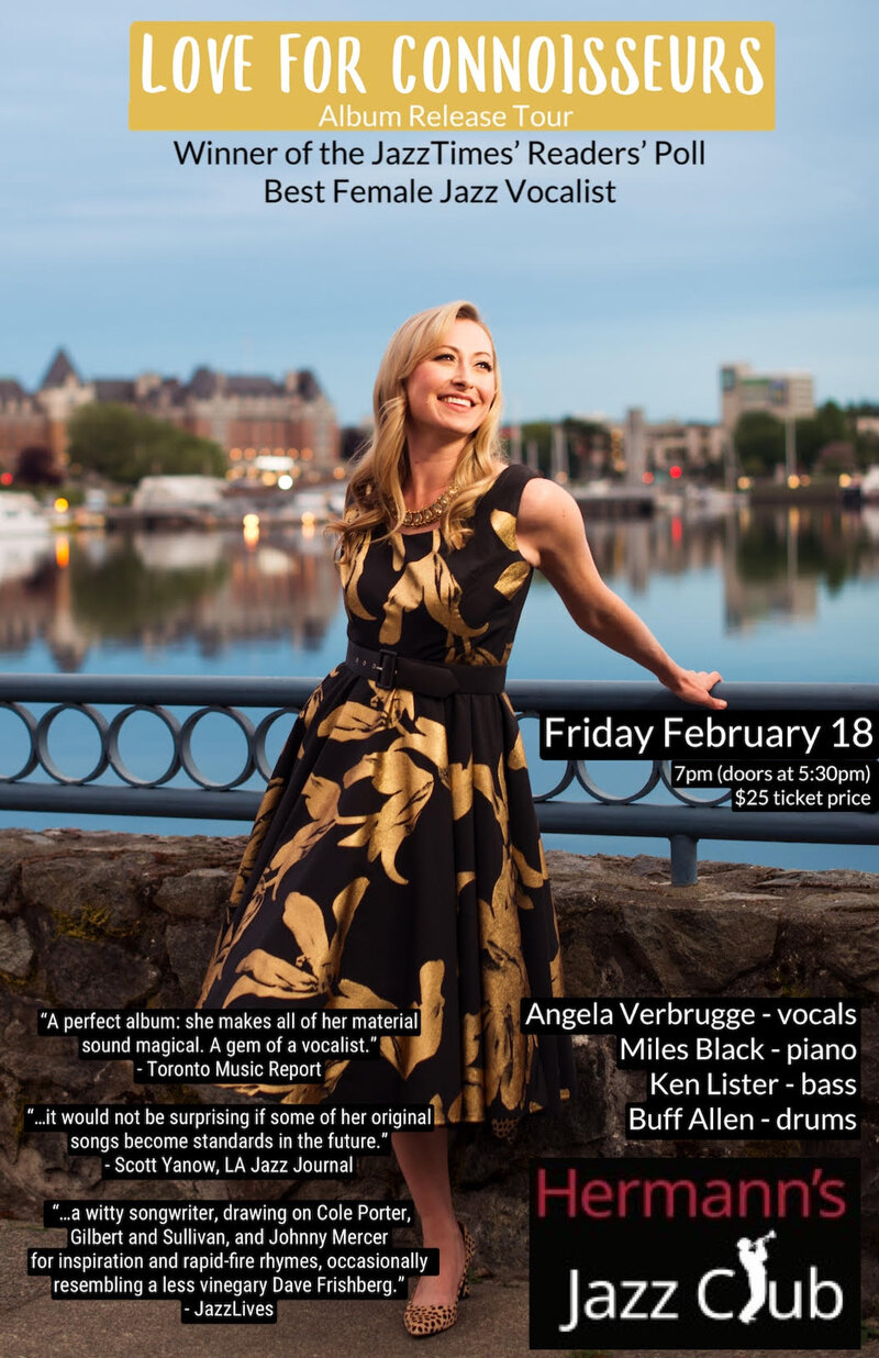 Angela Verbrugge Quartet: Love for Connoisseurs Album Launch - May 7th @ Hermann's Jazz Club