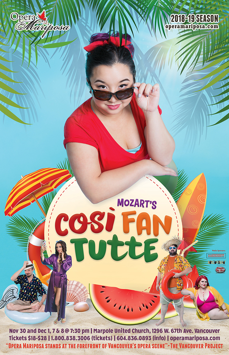 Mozart's COS&Igrave; FAN TUTTE: Opera Mariposa @ Marpole United Church Nov 30 2018 - May 10th @ Marpole United Church