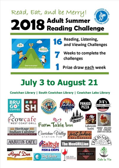 2018 Adult Summer Reading Challenge (ASRC) @ Vancouver Island Regional Library (Cowichan Branch) Jul 3 2018 - Jun 4th @ Vancouver Island Regional Library (Cowichan Branch)