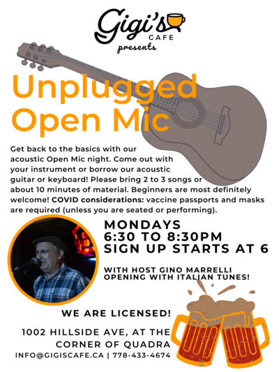 Unplugged Open Mic - May 6th @ Gigi's Cafe