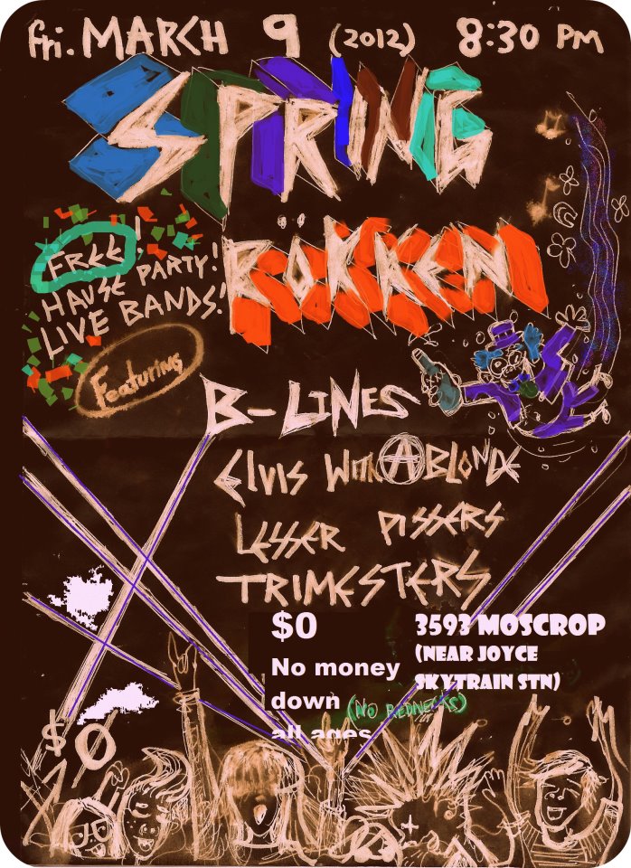 SPRING ROCKIN #1! ft.: B-Lines, Trimesters, Lesser Pissers, Elvis Was a Blonde @ Hotel Bleu - Mar 09, 2012