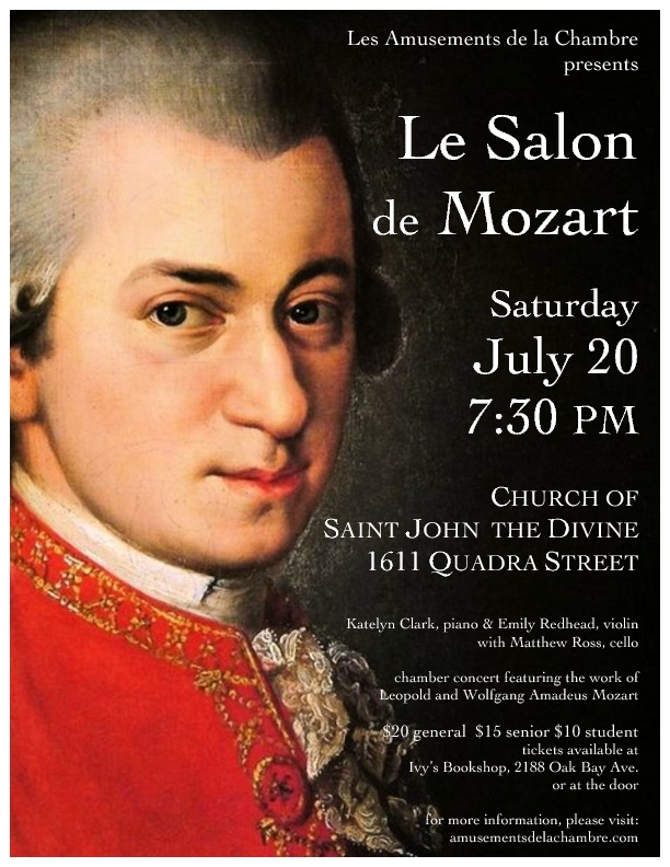 Le Salon de Mozart - Chamber music for piano and strings: Les Amusements de la Chambre @ Saint John the Divine Jul 20 2013 - Jun 6th @ Saint John the Divine
