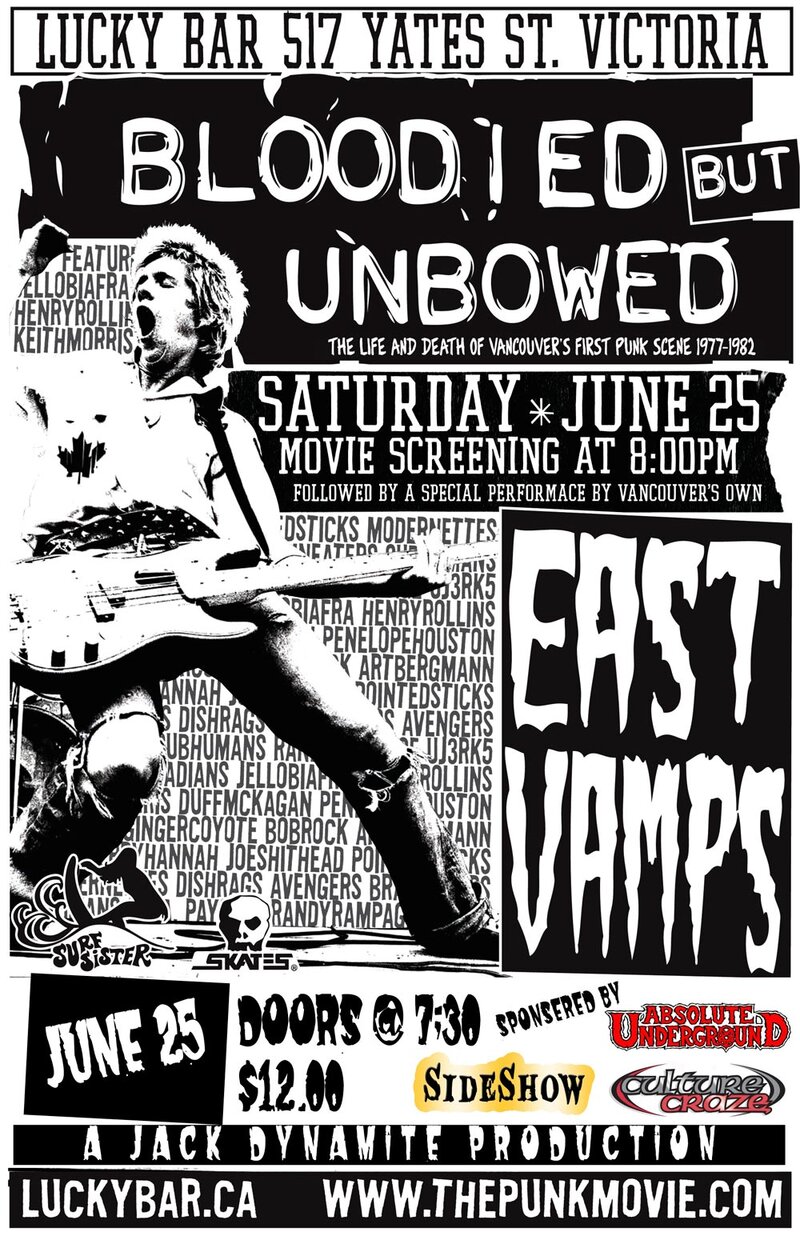 Bloodie but Unbowed tour: The Easts Vamps, Spokie Delune rock and roll burlesque show, West coast punk rock documentary by Suzanne Tabata @ Lucky Bar Jun 25 2011 - Jun 12th @ Lucky Bar