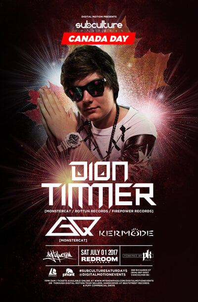 SUBculture Saturdays Canada Day!: Dion Timmer, Going Quantum @ The Red Room Jul 1 2017 - Jun 23rd @ The Red Room