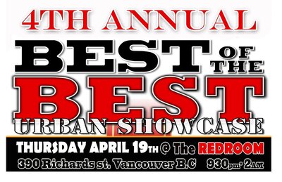 4TH  BEST OF THE BEST URBAN SHOWCASE: Jb, Teflon, HOST JAMES BROWN, DJ 151 MiB ROAD SHOW, LT IRE AND OSC CREW, OVER 10 LIVE ACTS @ The Red Room Apr 19 2012 - Jun 13th @ The Red Room