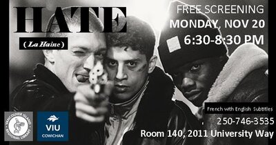 Fab Films: Hate (la haine) @ Vancouver Island University - Cowichan Campus - Nov 20, 2017