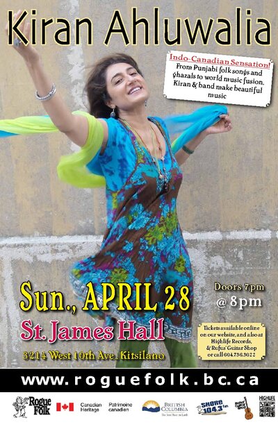 Kiran Ahluwalia @ St. James Community Hall Apr 28 2013 - May 6th @ St. James Community Hall