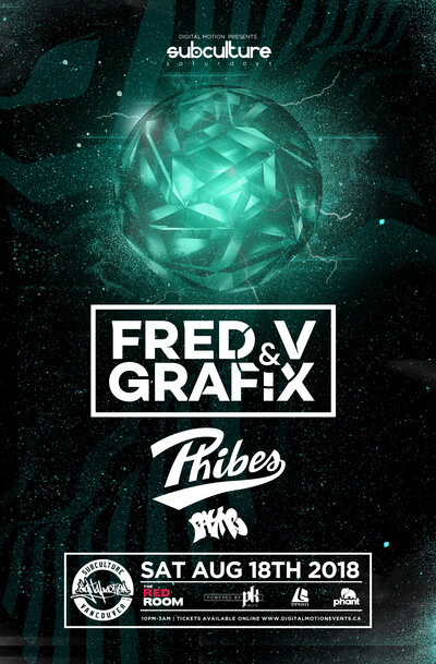 SUBculture Saturday's: Fred V, Grafix , Phibes  @ The Red Room Aug 18 2018 - Jun 19th @ The Red Room