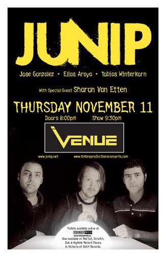Junip, Sharon Van Etten @ Venue Nov 11 2010 - May 24th @ Venue
