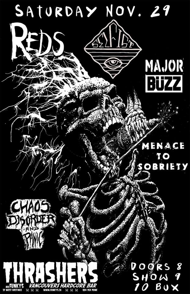 Reds, Selfist, Major buzz, MENACE TO SOBRIETY, Chaos Disorder And Panic @ Funky Winker Beans Nov 29 2014 - Jun 18th @ Funky Winker Beans