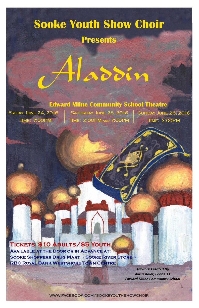 Aladdin: Sooke Youth Show Choir @ Edward Milne Community Theatre Jun 25 2016 - Jun 4th @ Edward Milne Community Theatre