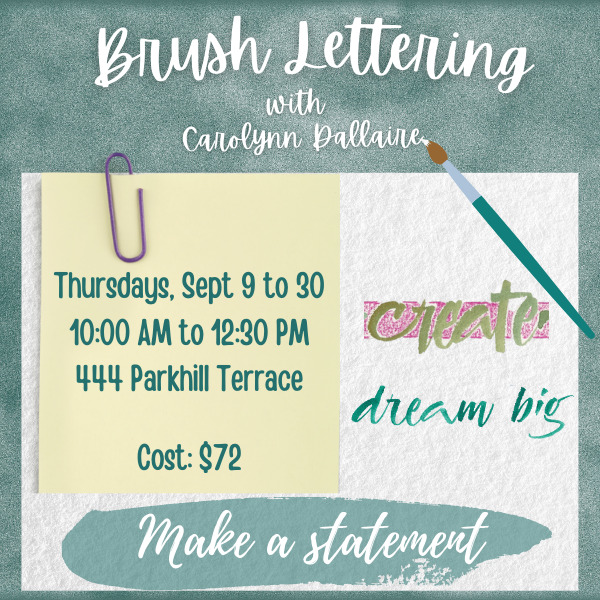 Brush Lettering Classes @ Ladysmith Waterfront Gallery Sep 16 2021 - May 6th @ Ladysmith Waterfront Gallery