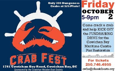 CrabFest @ Cowichan Bay Maritime Centre Oct 2 2015 - May 8th @ Cowichan Bay Maritime Centre