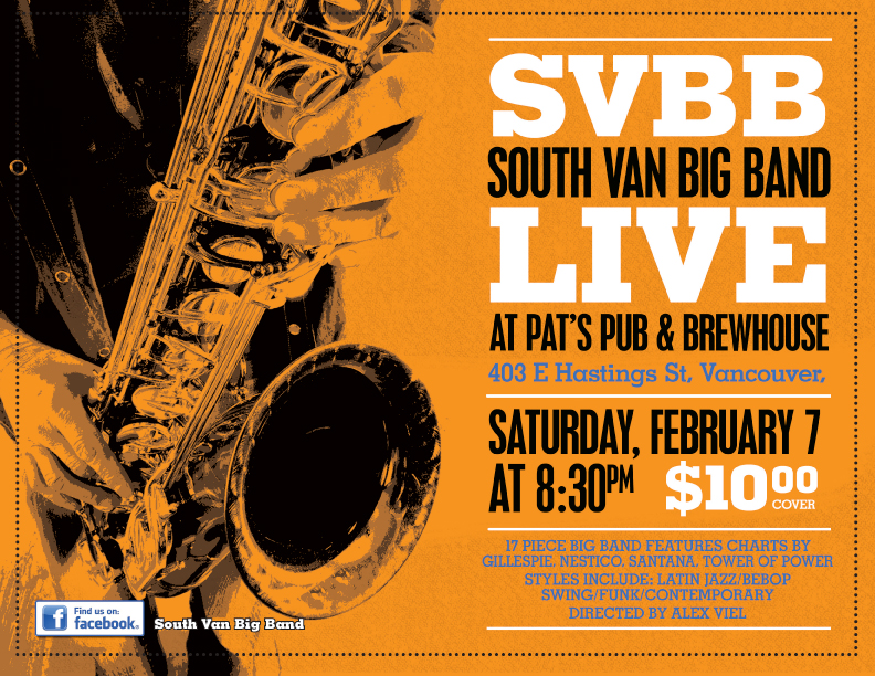 South Van Big Band @ Pat's Pub Feb 7 2015 - Jun 11th @ Pat's Pub