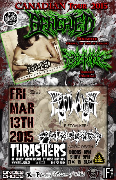 BRUTAL DEATH METAL FROM FRANCE ~~: Benighted, Bookakee, Riftwalker, Acidic Death @ Funky Winker Beans Mar 13 2015 - Jun 20th @ Funky Winker Beans