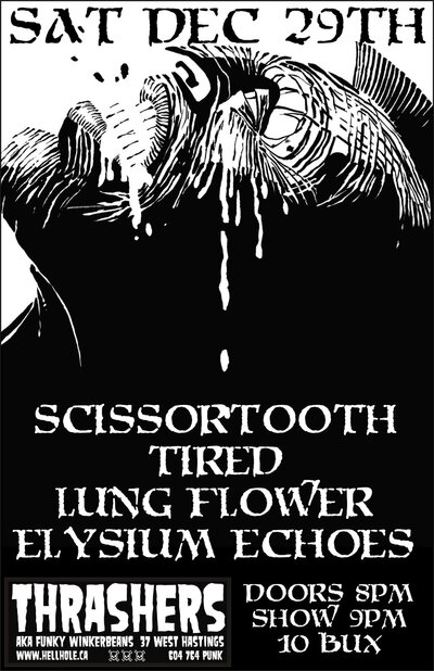 Scissortooth, TIRED, Lungflower, Elysium Echoes @ Funky Winker Beans Dec 29 2012 - May 10th @ Funky Winker Beans