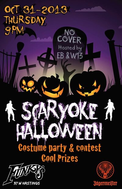 FREE HALLOWEEN EVENT!!~~: HALLOWEEN SCARYOKE @ Funky Winker Beans Oct 31 2013 - Jun 16th @ Funky Winker Beans