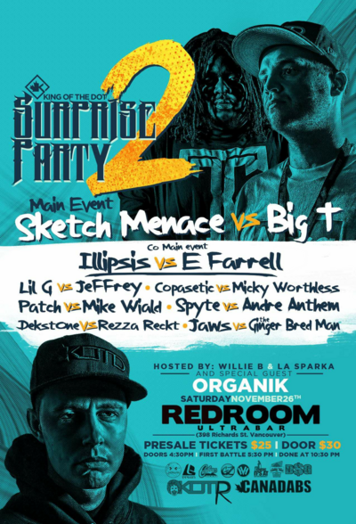 KOTD Vancity: Surprise Party 2 @ The Red Room Nov 26 2016 - Jun 24th @ The Red Room