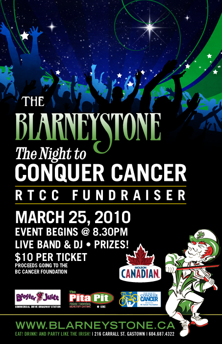 Ride To Conquer Cancer Fundraiser @ Blarney Stone Mar 25 2010 - Jun 8th @ Blarney Stone
