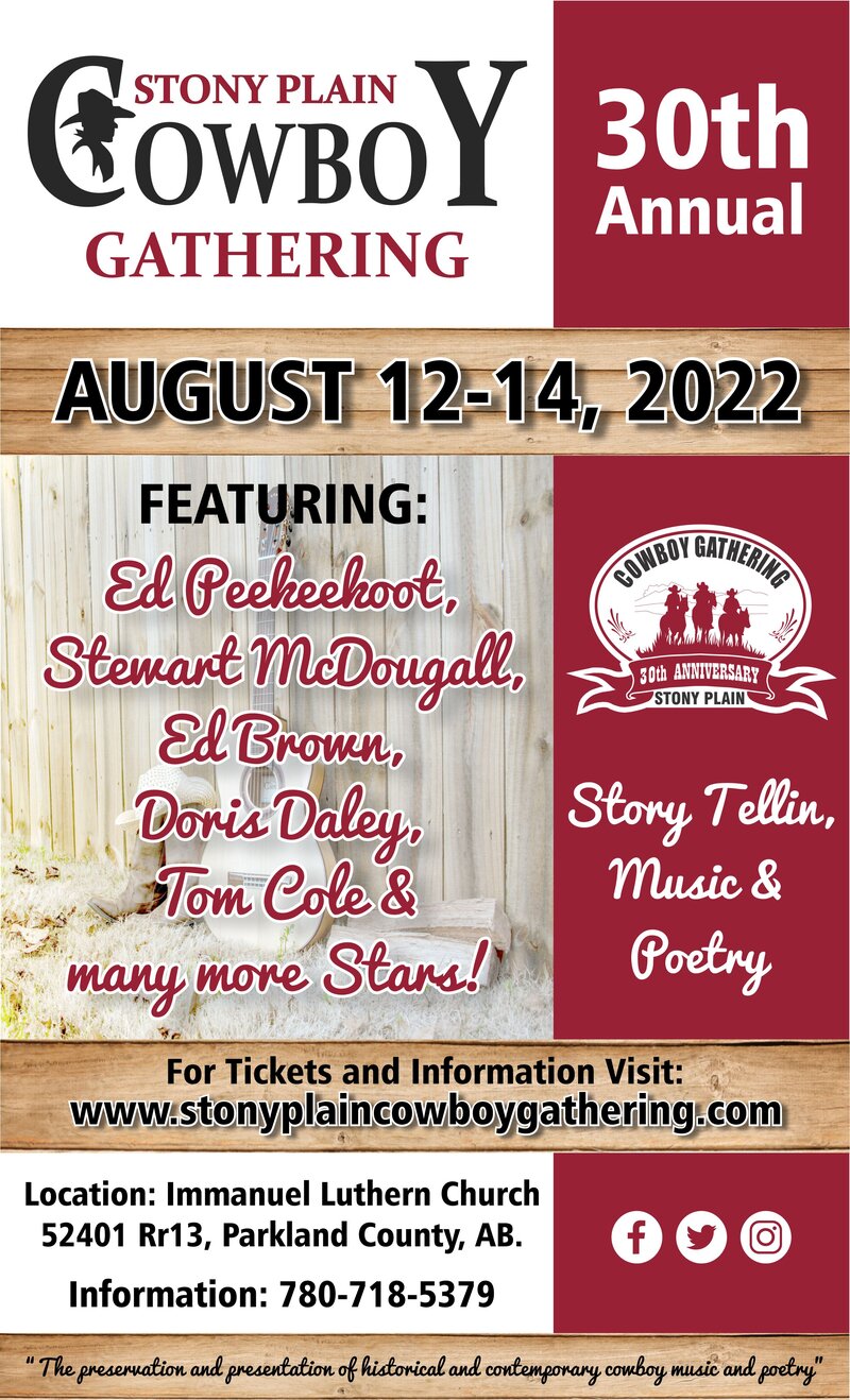 30th Annual Stony Plain Cowboy Gathering - May 8th @ Immanuel Luthern Church