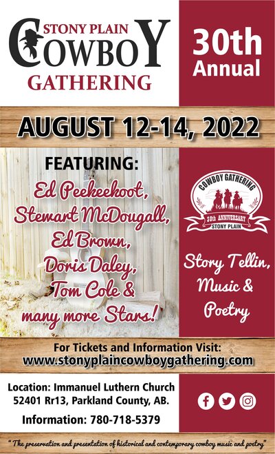 30th Annual Stony Plain Cowboy Gathering - May 8th @ Immanuel Luthern Church