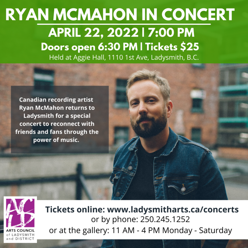 Ryan McMahon In Concert @ Aggie Hall Apr 22 2022 - May 6th @ Aggie Hall