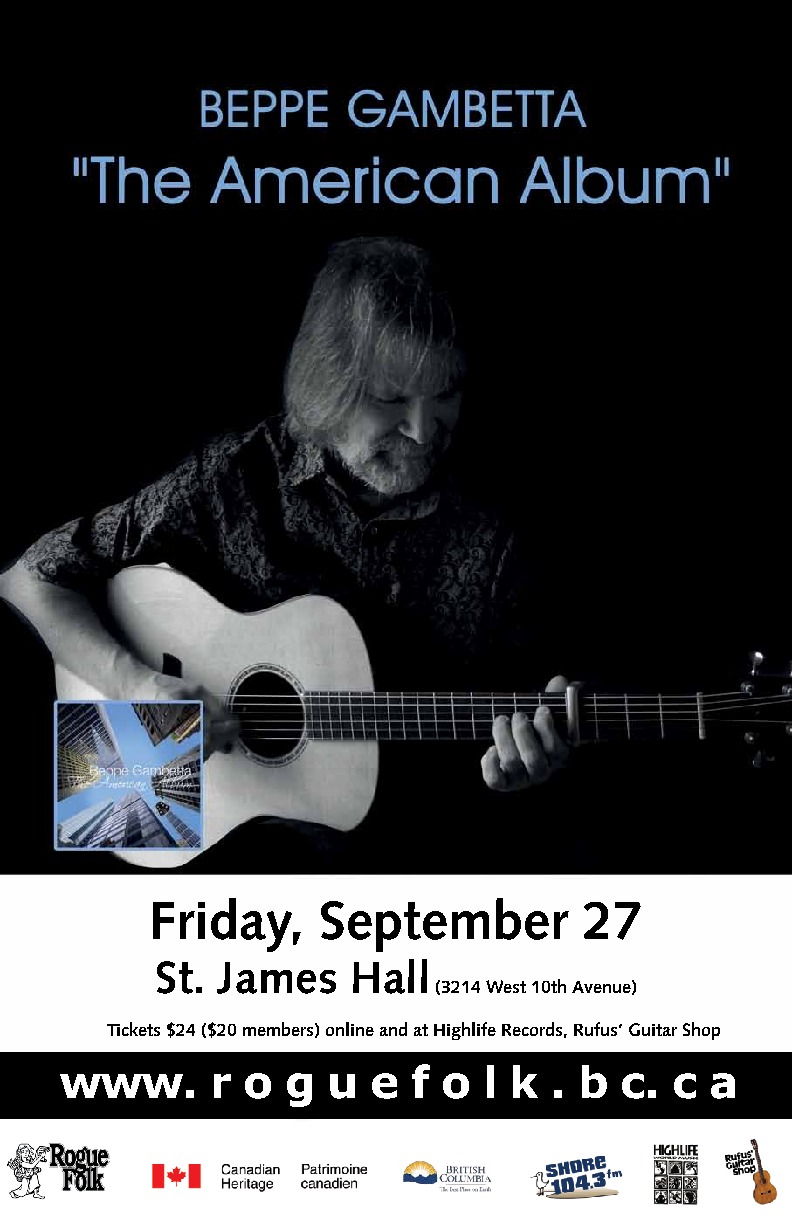 Beppe Gambetta @ St. James Community Hall Sep 27 2013 - Jun 23rd @ St. James Community Hall