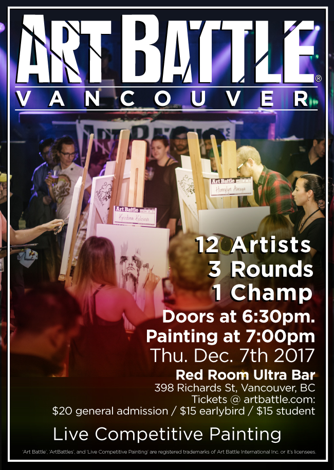 Art Battle Vancouver - Dec 7 @ The Red Room Dec 7 2017 - Jun 21st @ The Red Room