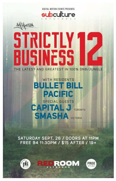 SUBculture Saturday's Feat STRICTLY BUSINESS 12: STRICTLY BUSINESS 12 @ The Red Room Sep 26 2015 - Jun 20th @ The Red Room