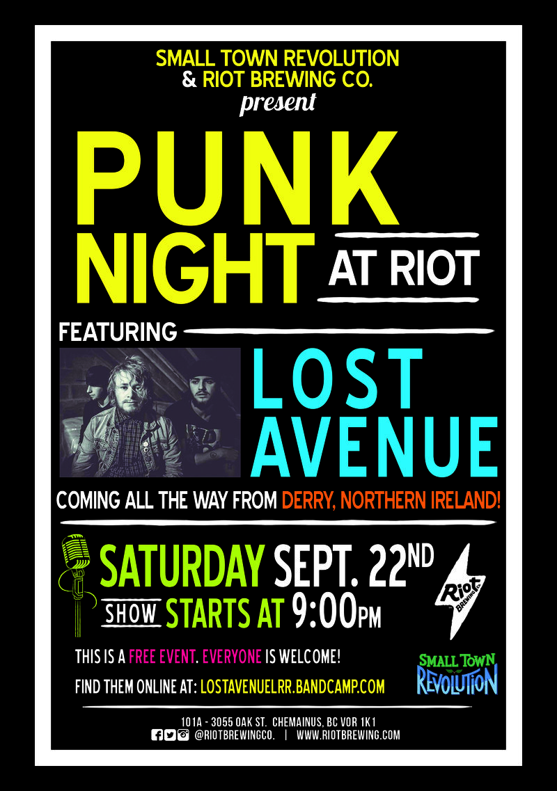 Punk Night: Lost Avenue @ Riot Brewing Co. Sep 22 2018 - Jun 6th @ Riot Brewing Co.