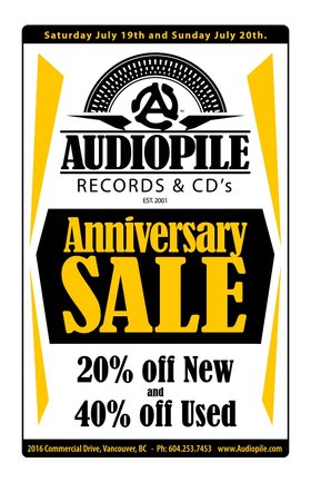 SALE! @ Audiopile Records Jul 20 2014 - May 6th @ Audiopile Records