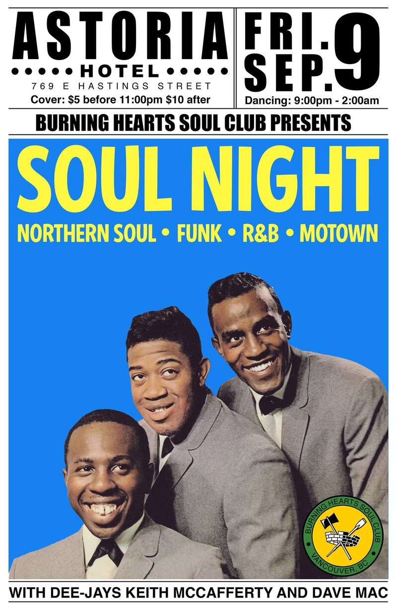 Burning Hearts Soul Club: DJ Keith McCafferty, DJ Dave Mac @ The Astoria Sep 9 2016 - Jun 4th @ The Astoria