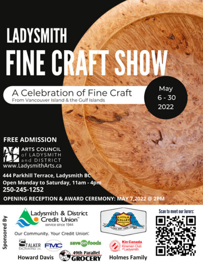 The Ladysmith Fine Craft Show @ Ladysmith Waterfront Gallery May 6 2022 - May 6th @ Ladysmith Waterfront Gallery