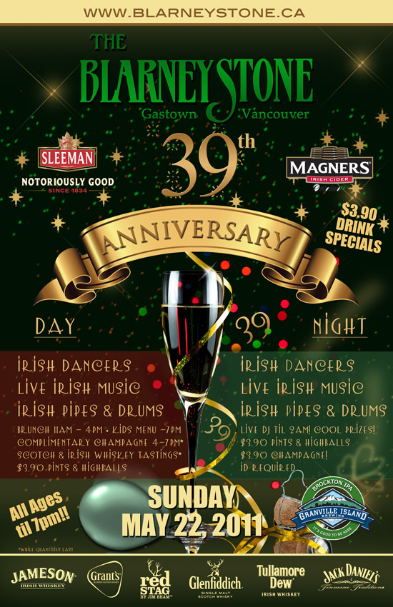 The Blarney Stone 39th Anniversary Bash! @ Blarney Stone May 22 2011 - Jun 16th @ Blarney Stone