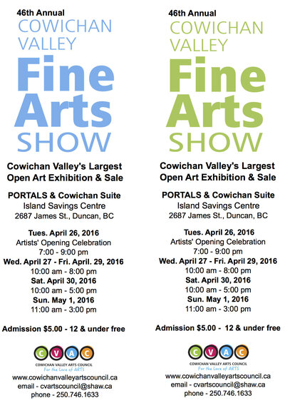 Cowichan Valley Fine Arts Show @ PORTALS Annex Apr 27 2016 - May 11th @ PORTALS Annex