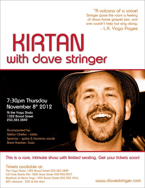 Dave Stringer @ The Yoga Shala Nov 8 2012 - Jun 7th @ The Yoga Shala