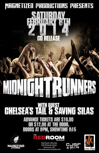 Midnight Runners ( CD Release ), Chelsea's Tail, Saving Silas @ The Red Room Feb 8 2014 - Jun 14th @ The Red Room